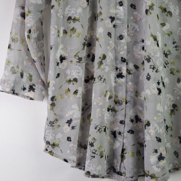Cabi Matinee Sheer Floral Button Up Blouse Sz XS - Picture 5 of 10